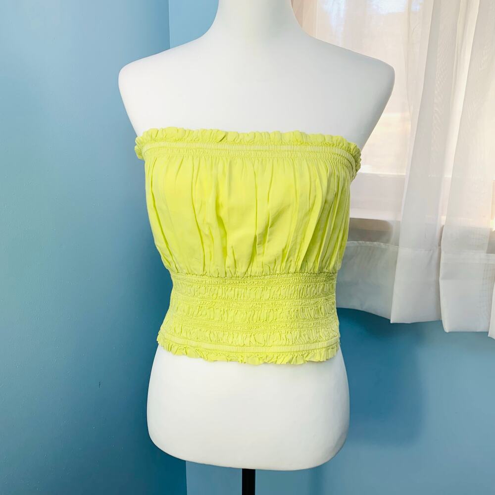 Anthropologie Pilcro Ruffled Smocked Tube Top Size Large - Picture 6 of 7